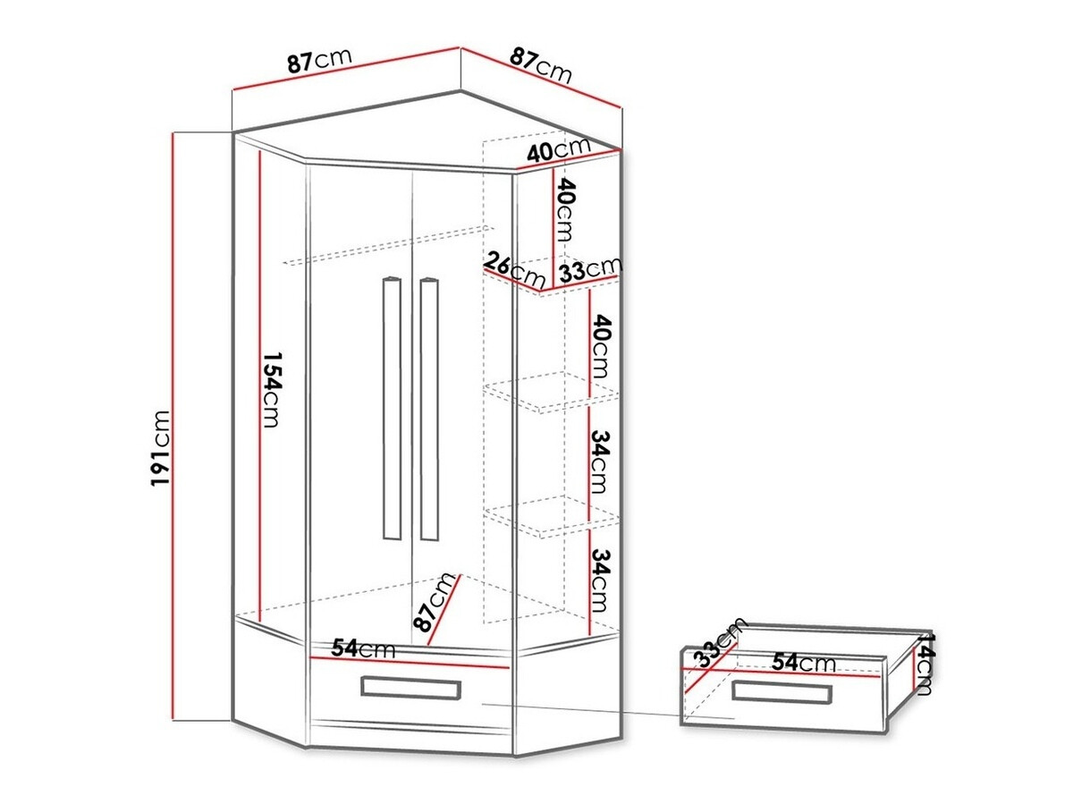 Hoekkledingkast Merevari 103 (Wit + Glans Turquoise)