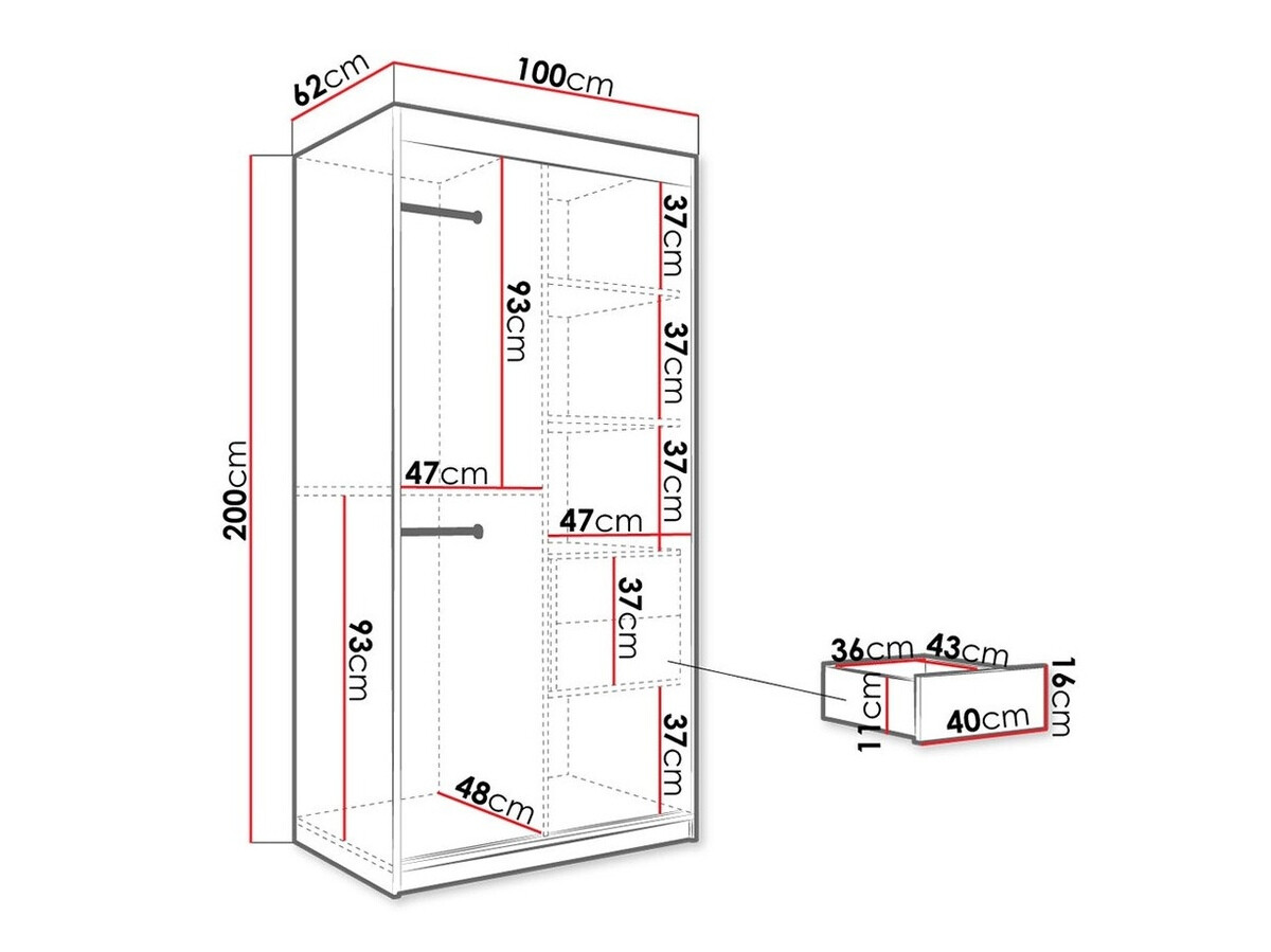 Kledingkast Hartford 240 (Mat wit + Zwart marmer)
