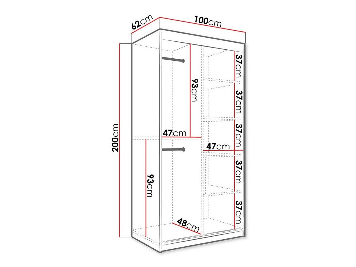 Kledingkast Hartford 240 (Matzwart + Zwart marmer)