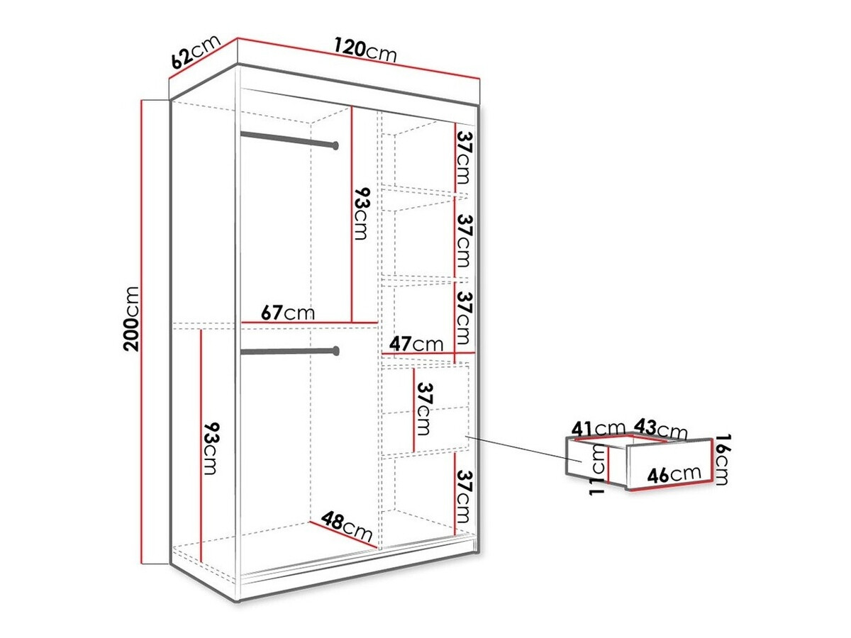 Kledingkast Hartford 241 (Mat wit + Wit marmer)