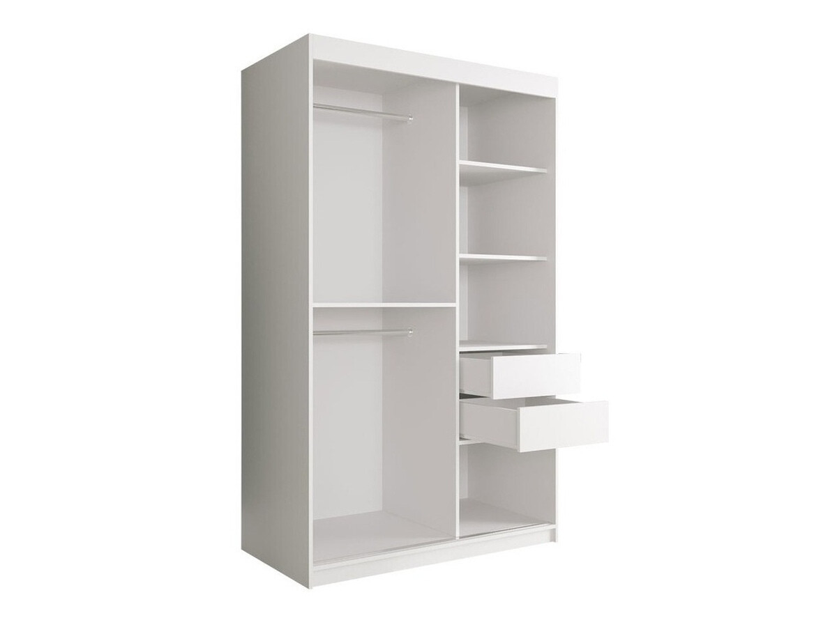 Kledingkast Hartford 241 (Mat wit + Zwart marmer)