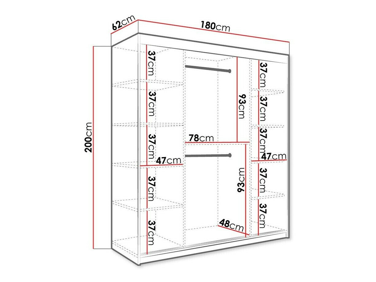Kledingkast Hartford 243 (Mat wit + Wit marmer)