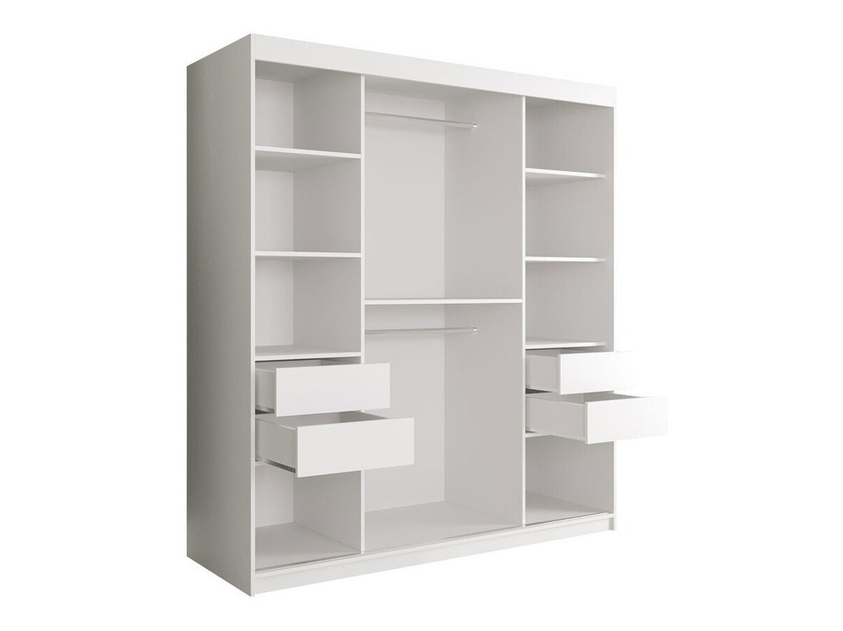 Kledingkast Hartford 243 (Mat wit + Wit marmer)