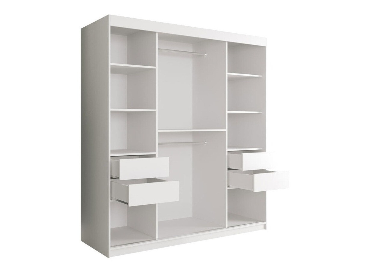 Kledingkast Hartford 243 (Matzwart + Zwart marmer)