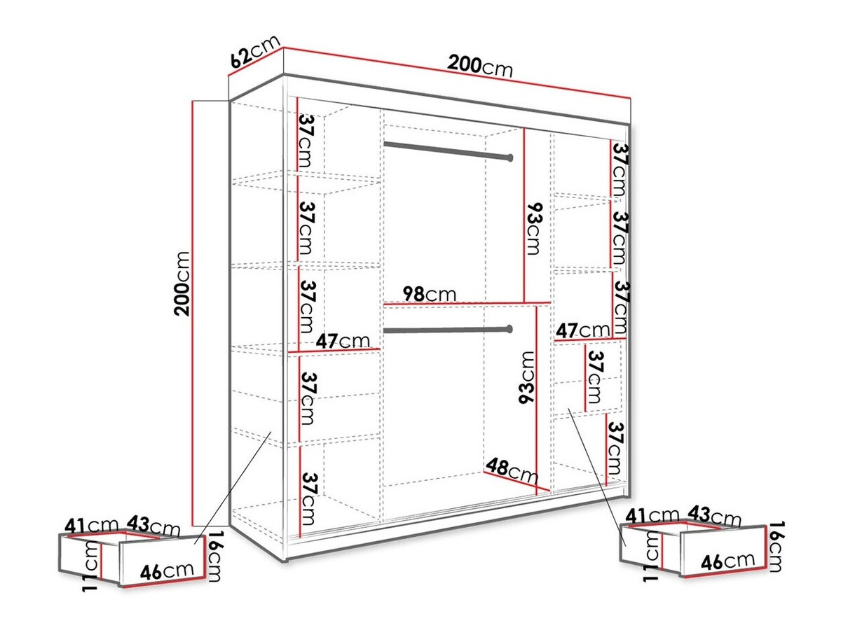 Kledingkast Hartford 244 (Mat wit + Wit marmer)