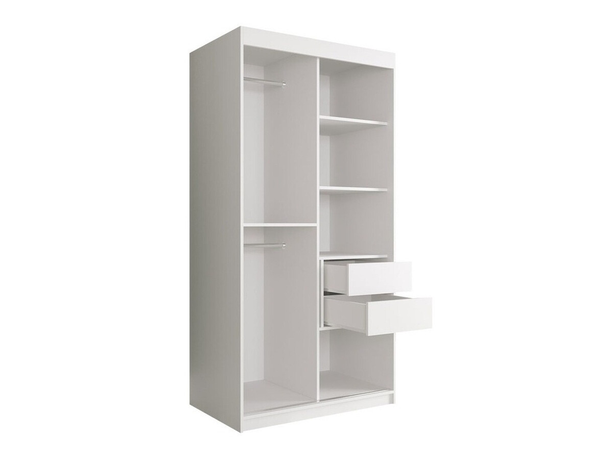 Kledingkast Hartford 246 (Mat wit + Zwart marmer)