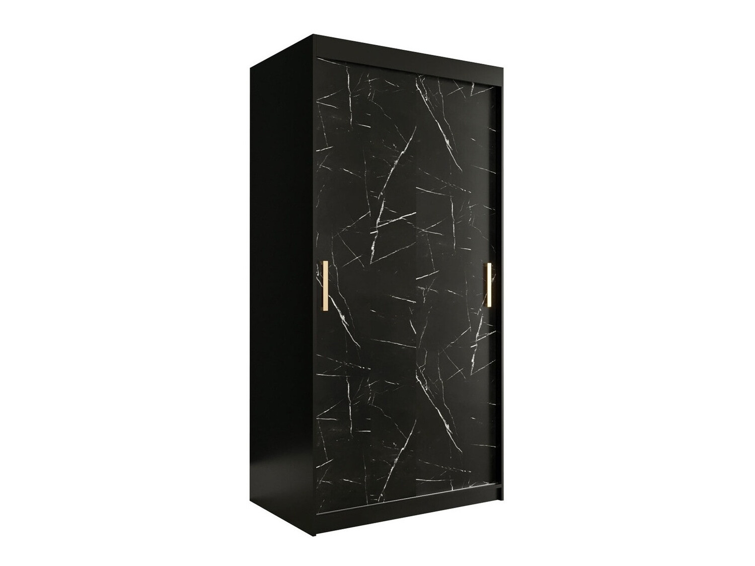 Kledingkast Hartford 246 (Matzwart + Zwart marmer)