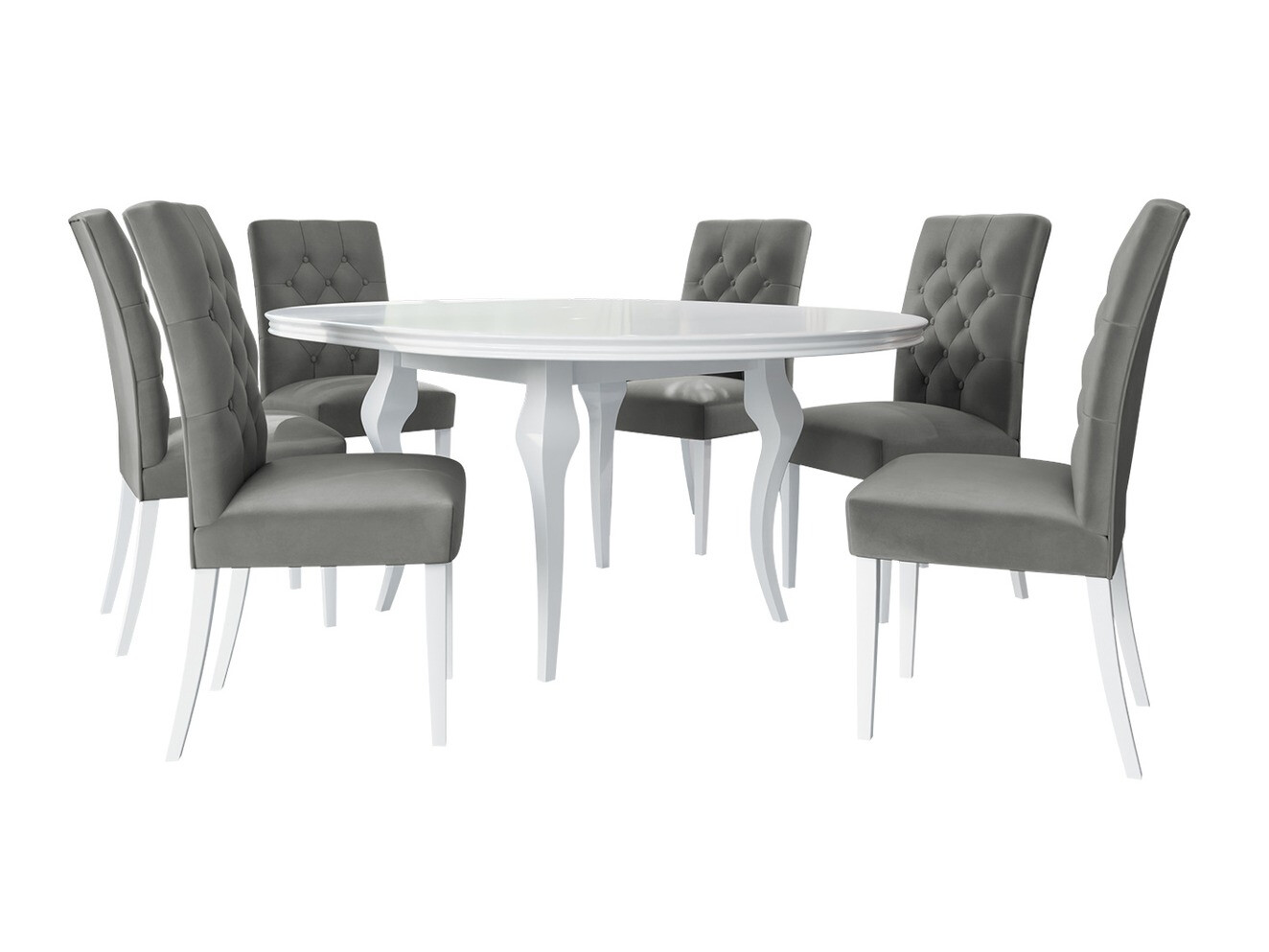 Eetkamerset Racine 129 (Glanzend wit + Magic Velvet 2217)