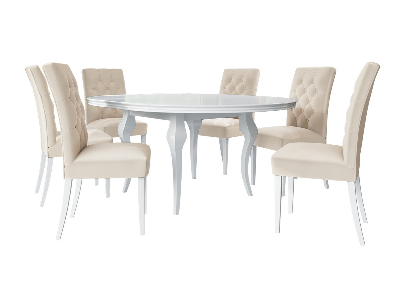 Eetkamerset Racine 129 (Glanzend wit + Magic Velvet 2250)