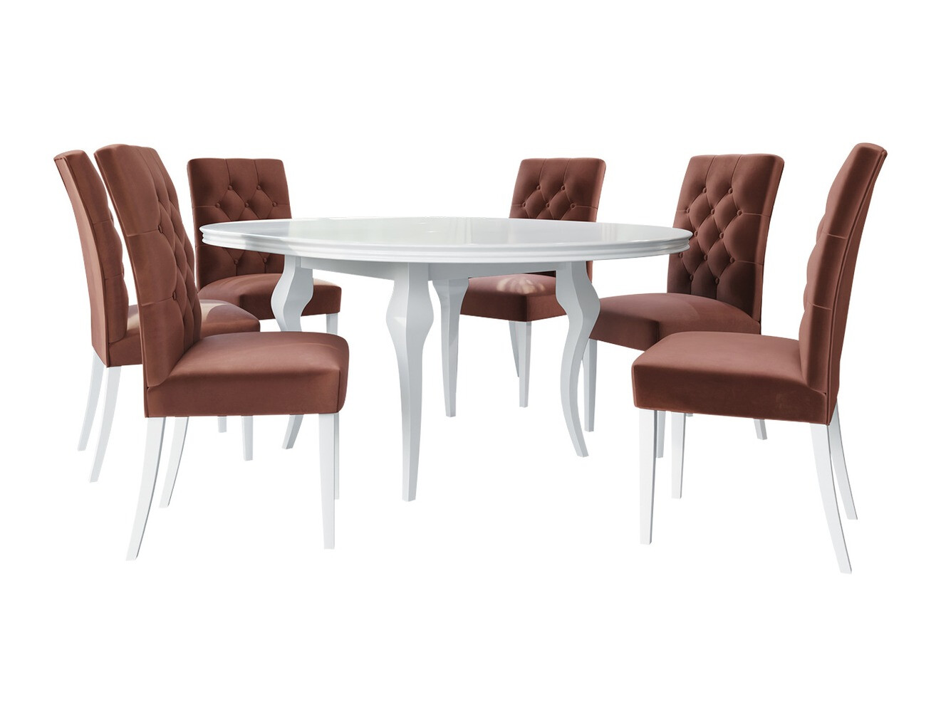 Eetkamerset Racine 138 (Glanzend wit + Magic Velvet 2258)