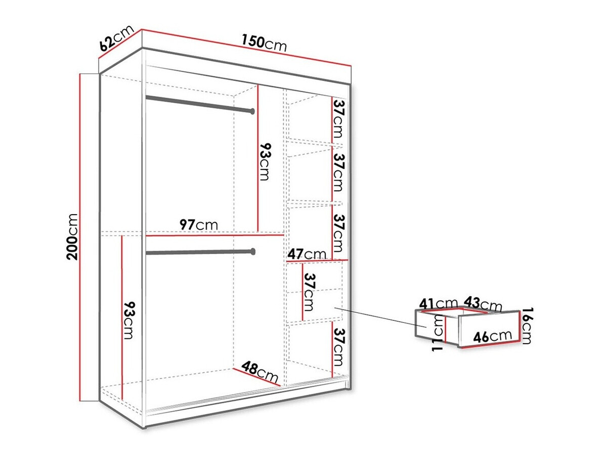 Kledingkast Hartford 242 (Mat wit + Wit marmer)