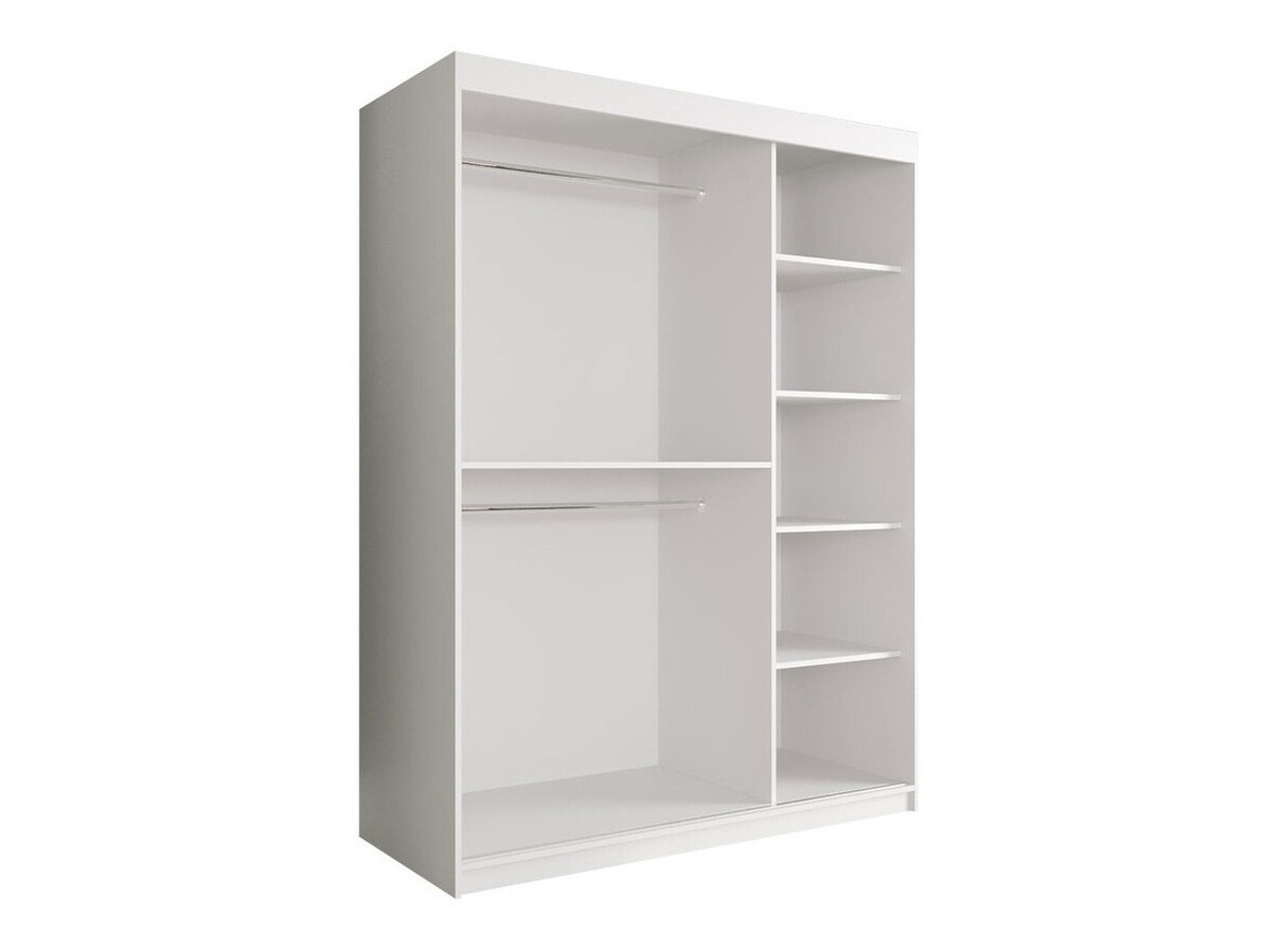 Kledingkast Hartford 242 (Mat wit + Zwart marmer)