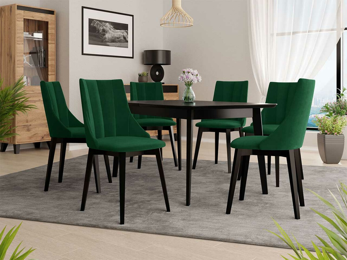 Eetkamerset Racine 139 (Zwart + Magic Velvet 2225)