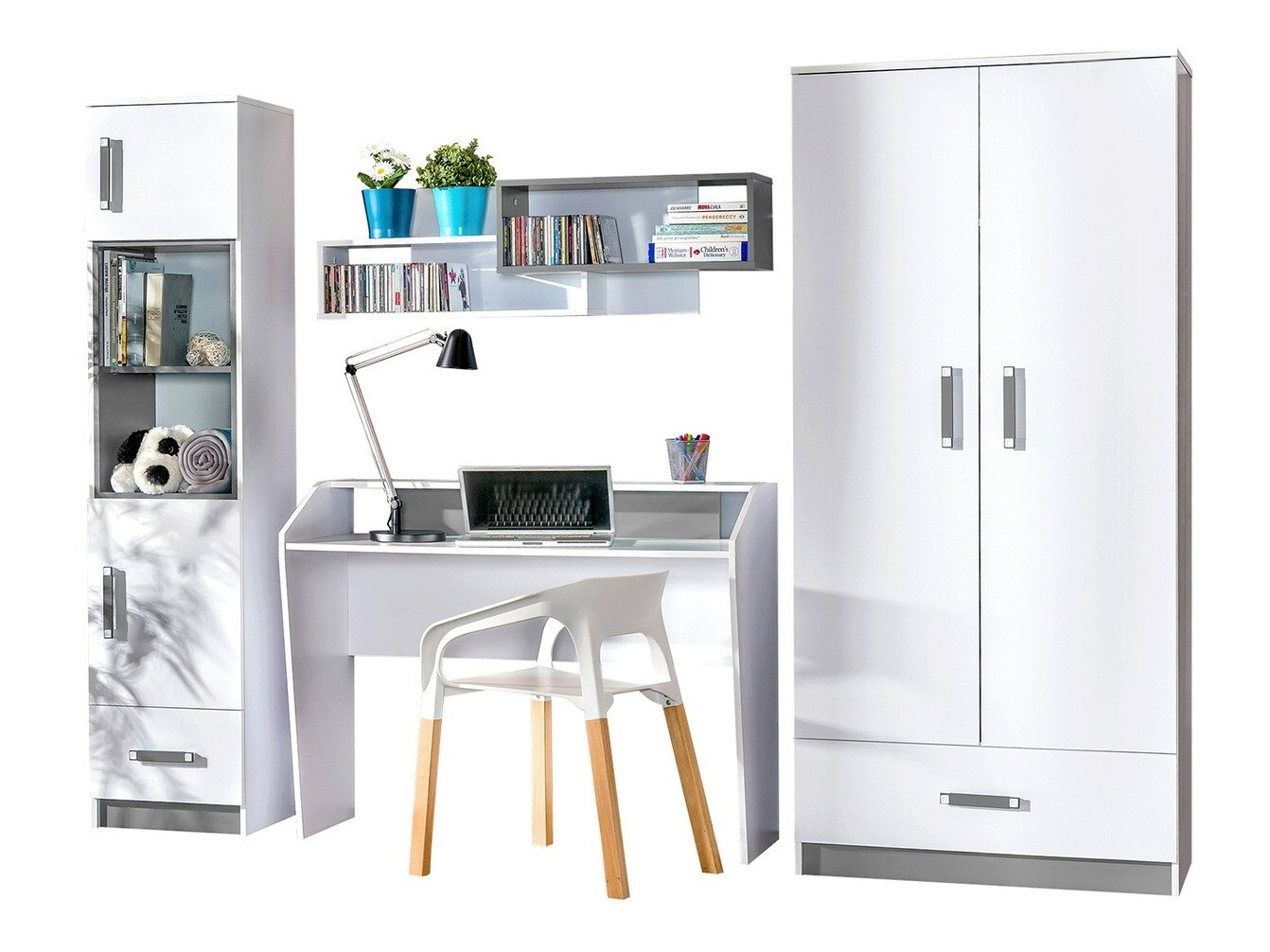 De reeks van de kinderkamer Lorlare 100 (Wit + Grijs)