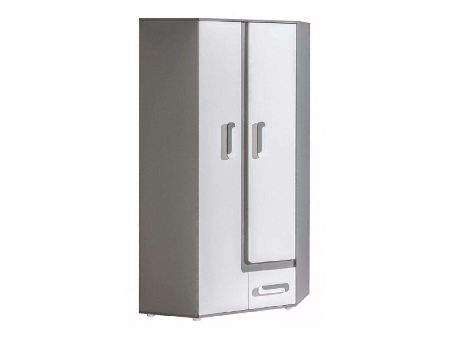 Hoekkledingkast Levtala 102 (Antraciet + Wit)