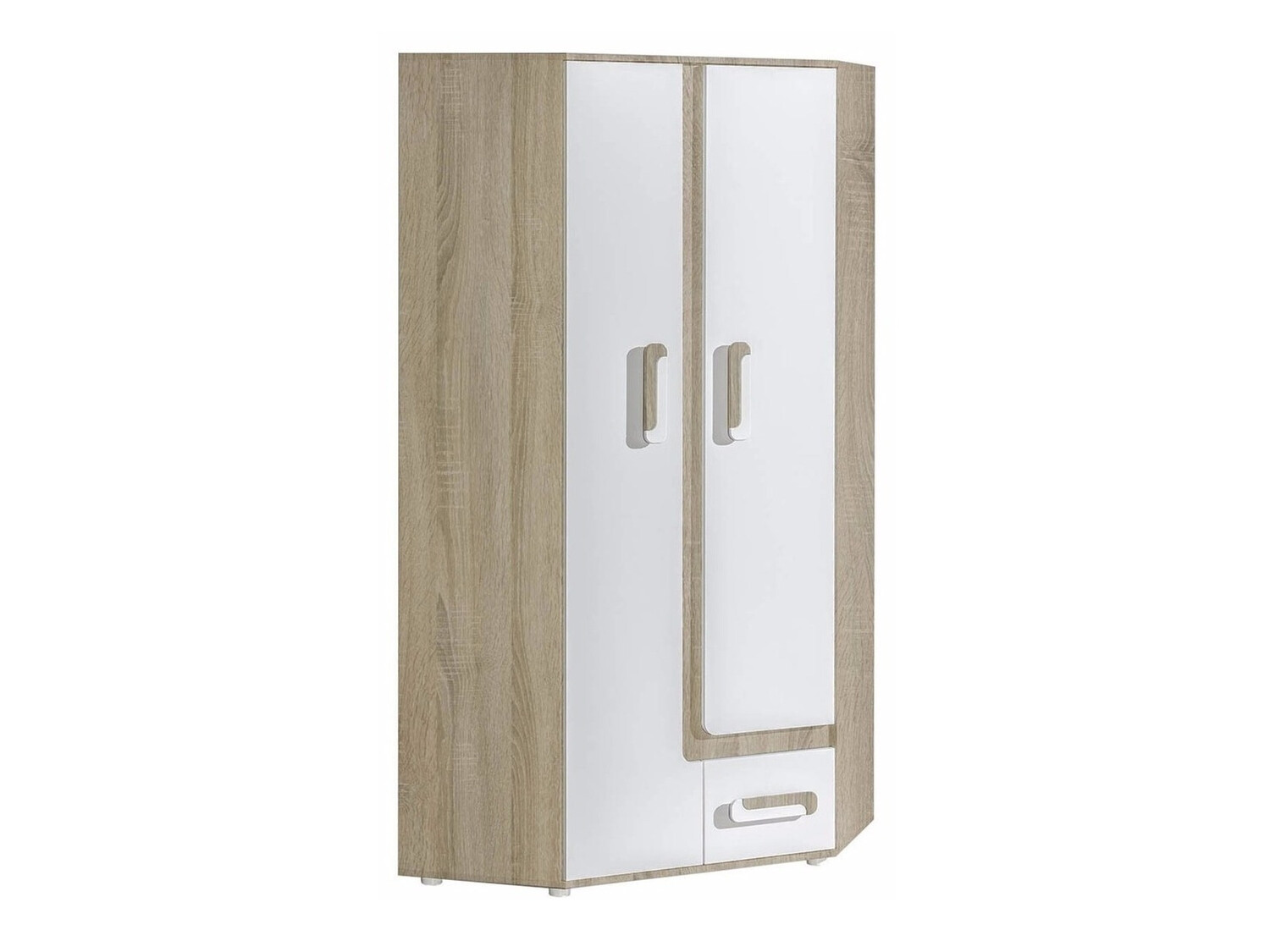 Hoekkledingkast Levtala 102 (Licht eiken + Wit)