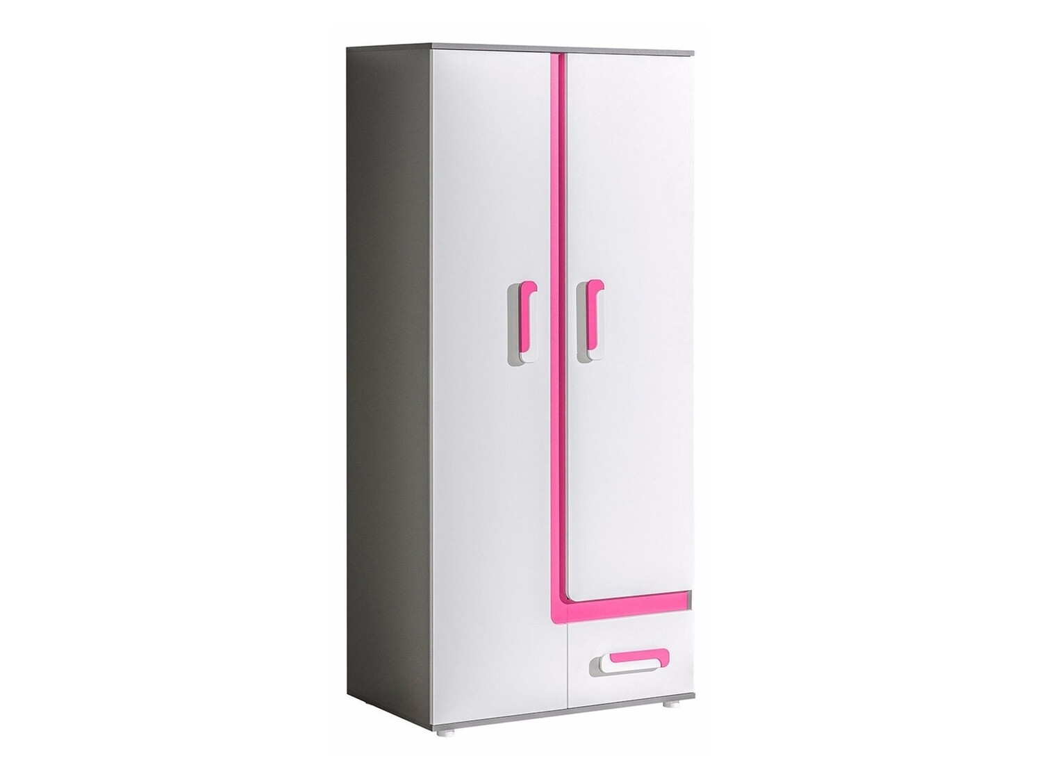 Kledingkast Levtala 101 (Antraciet + Wit + Roze)