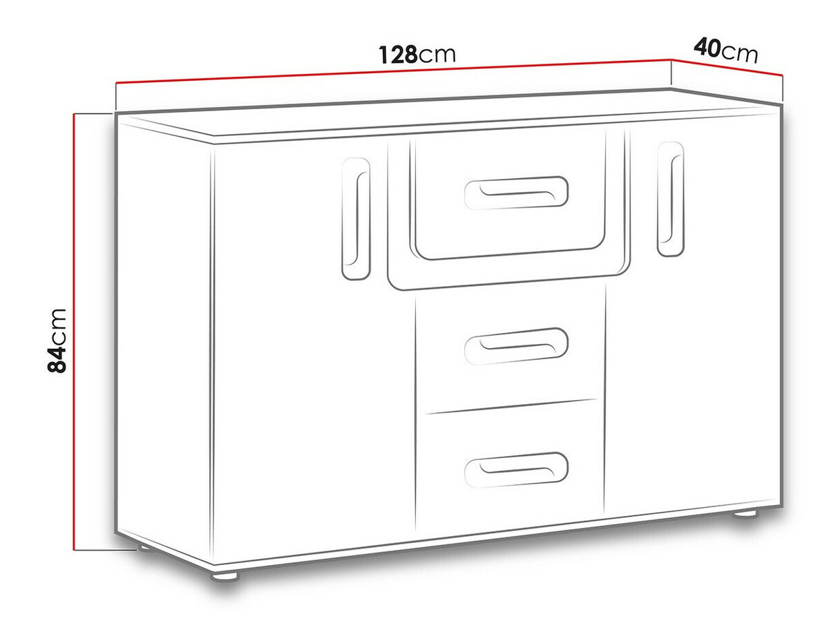 Ladekast Levtala 107 (Antraciet + Wit + Turquoise)