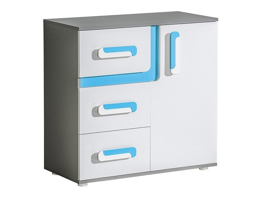 Ladekast Levtala 108 (Antraciet + Wit + Turquoise)