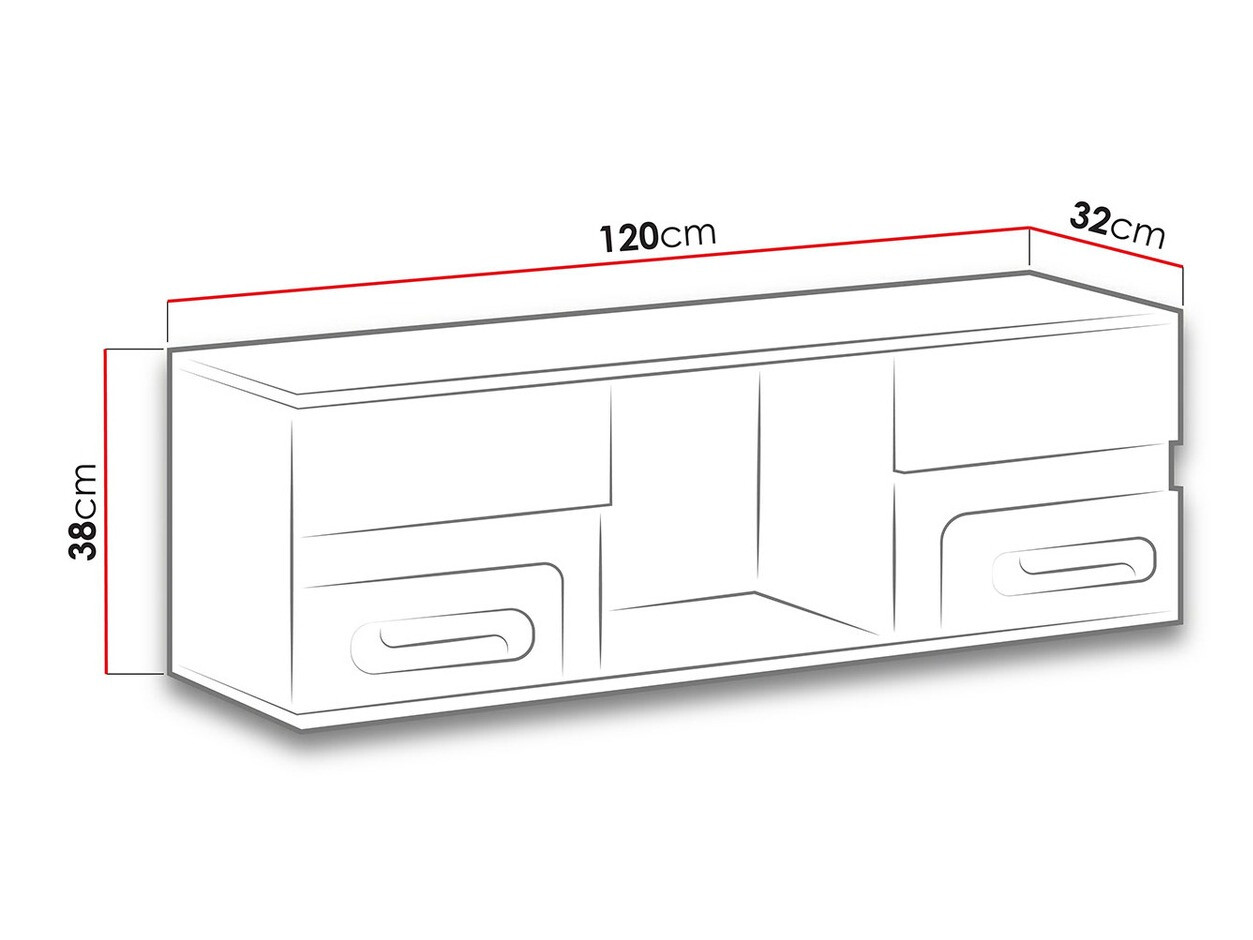 Wandplank Levtala 110 (Antraciet + Wit + Roze)
