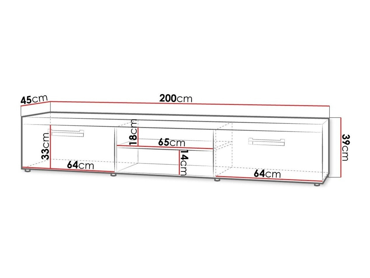 TV-meubel Charlotte 211 (Wit + Glanzend wit)
