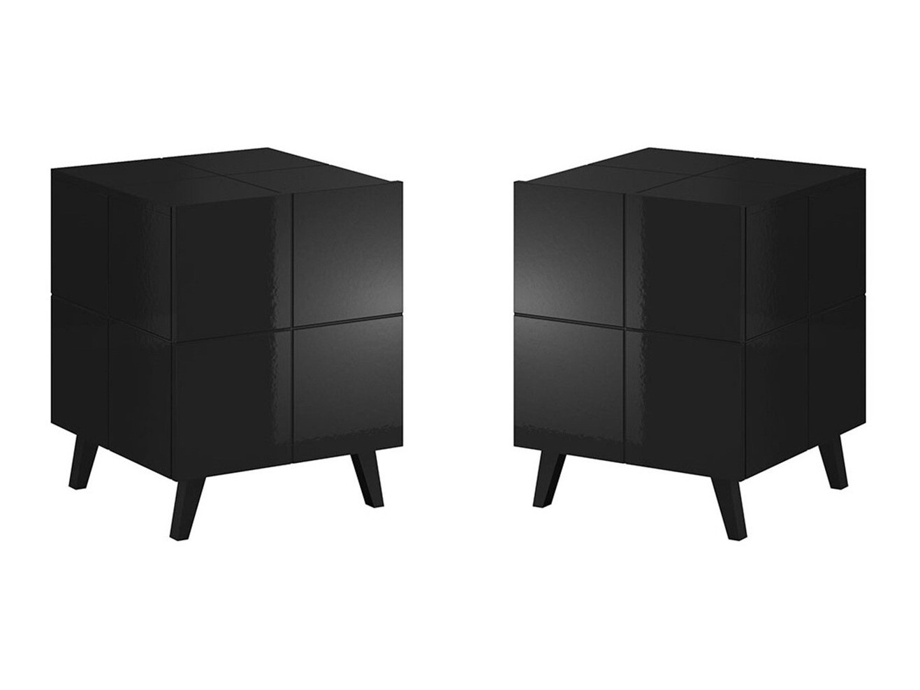 Een set nachtkastjes Charlotte 134 (Glanzend zwart)