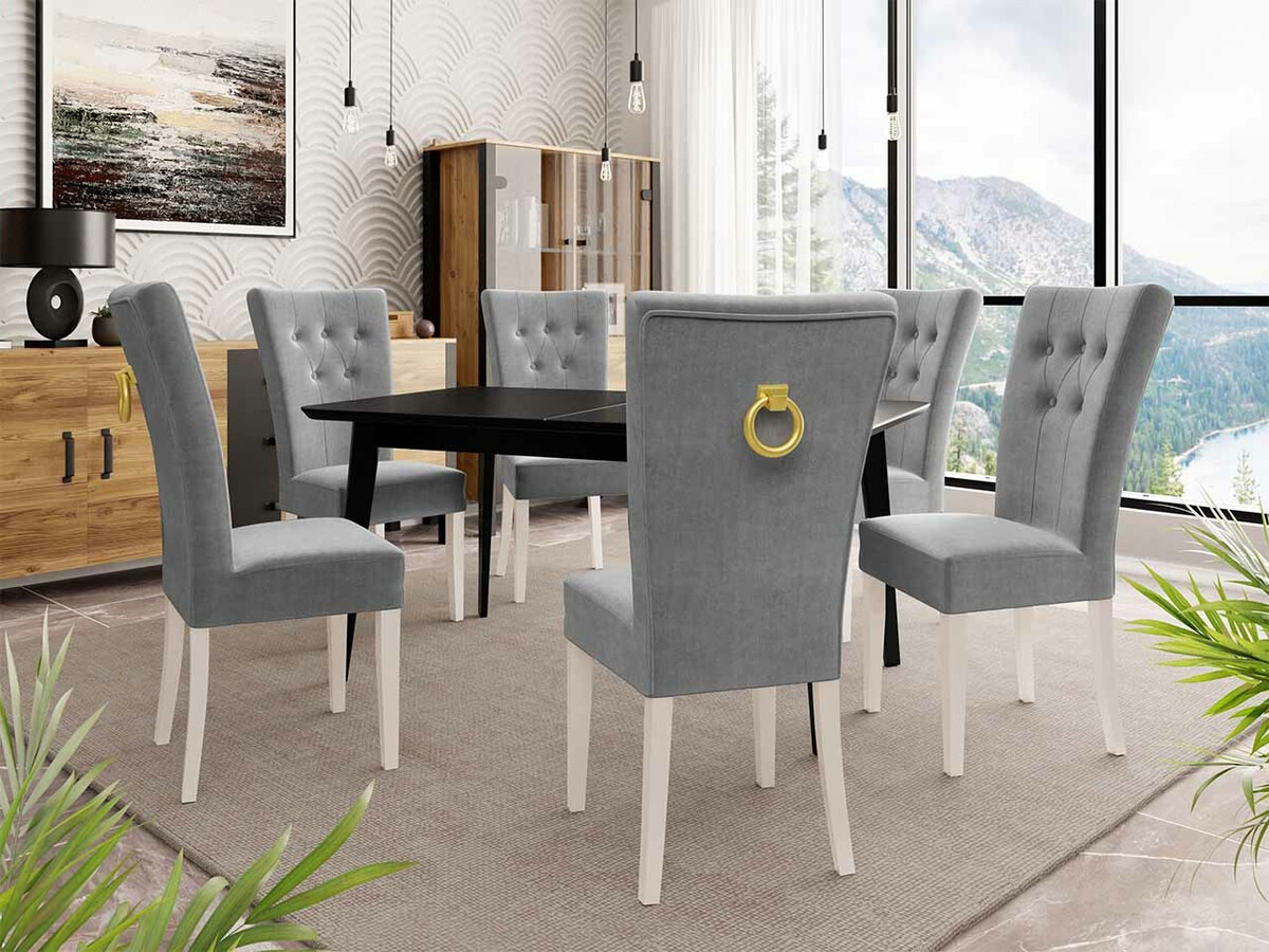 Eetkamerset Racine 144 (Wit + Magic Velvet 2217)