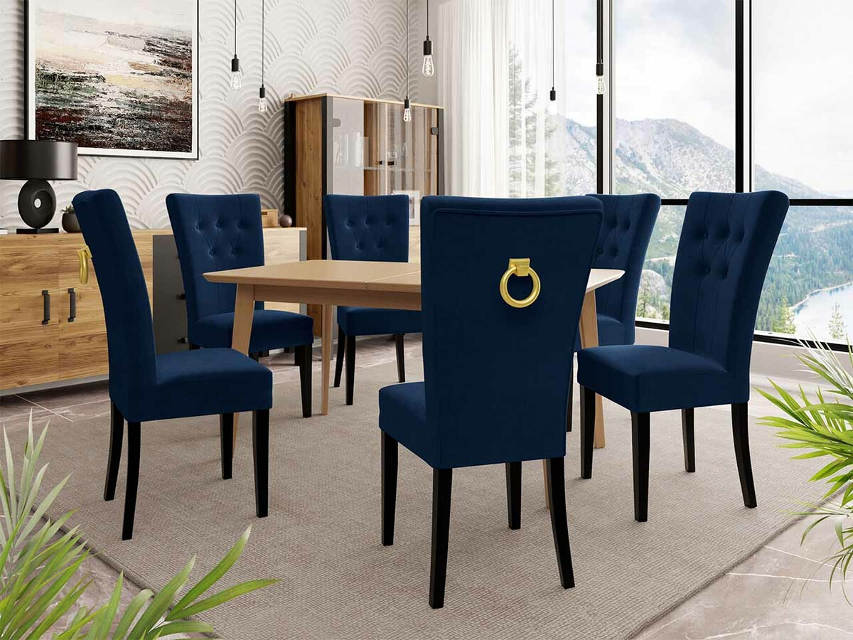 Eetkamerset Racine 144 (Zwart + Magic Velvet 2216)