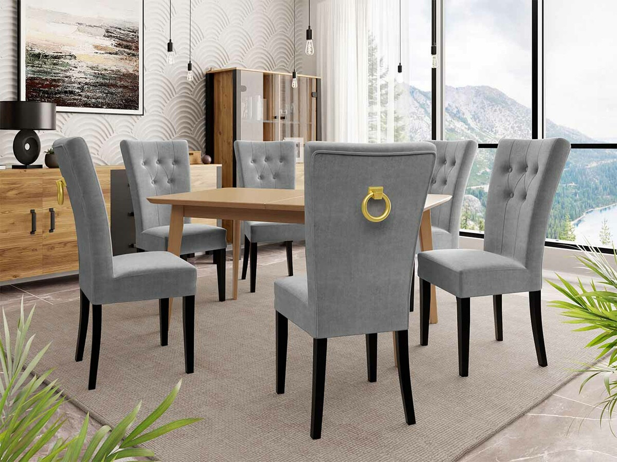 Eetkamerset Racine 144 (Zwart + Magic Velvet 2217)