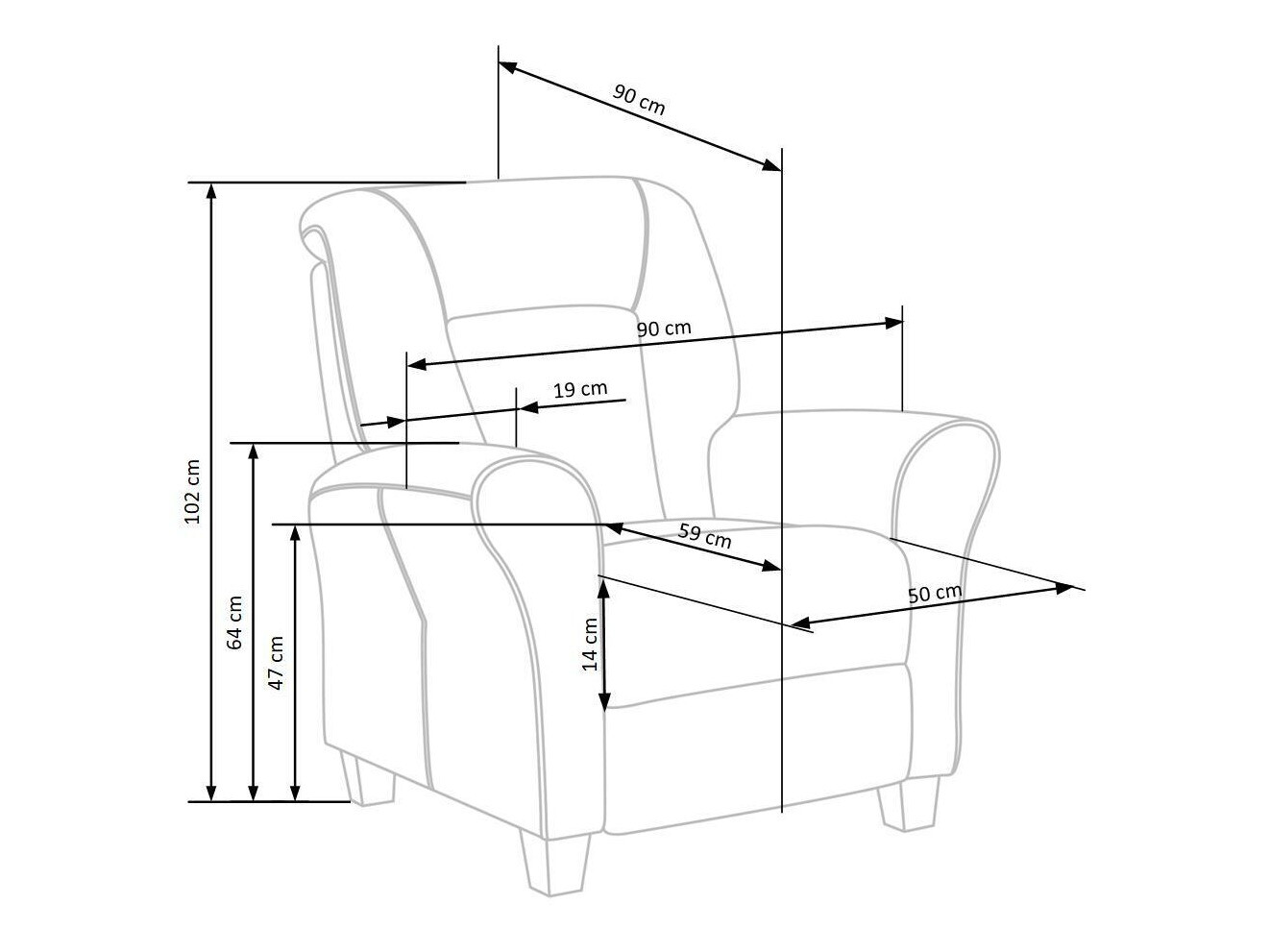 Relaxfauteuil Houston 848 (Blauw + Beuk)
