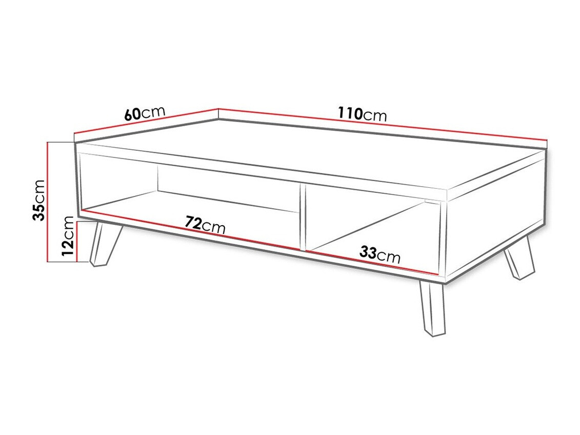 Salontafel Larfloi 101 (Wotan eik + Zwart)
