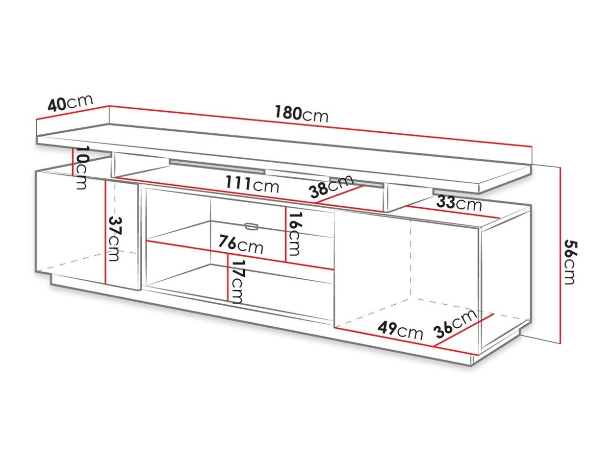 TV-meubel Charlotte 138 (Wit + Glanzend wit)