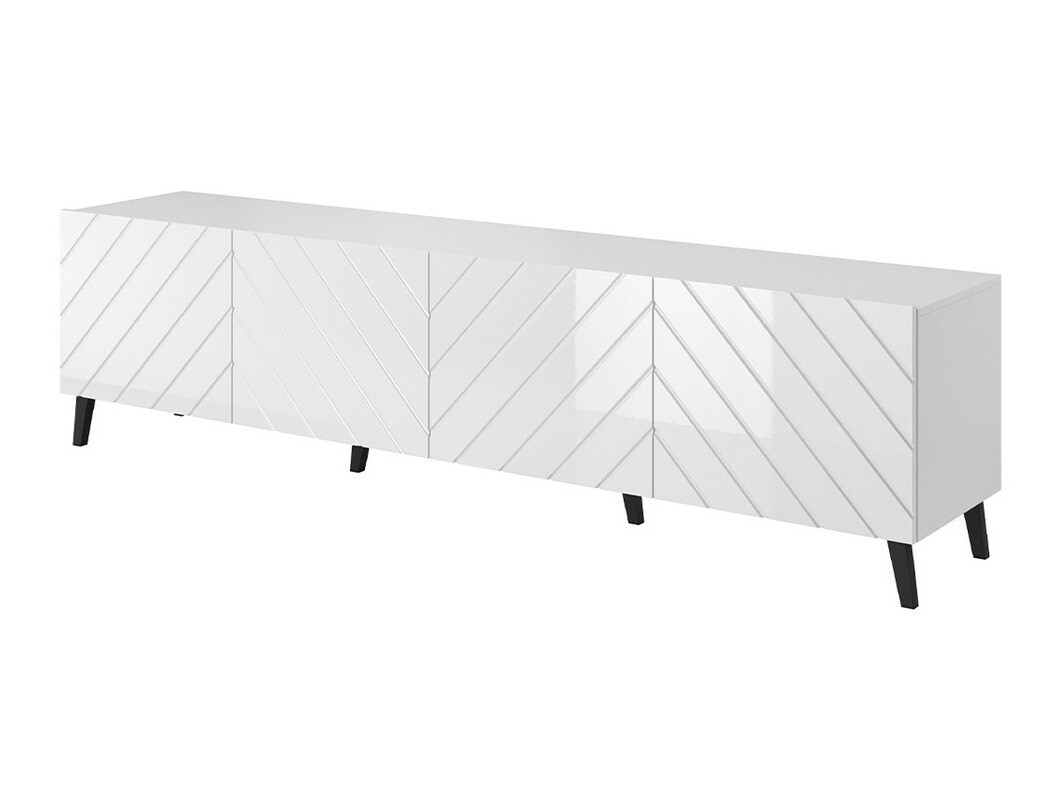 TV-meubel Charlotte 145 (Wit + Glanzend wit)