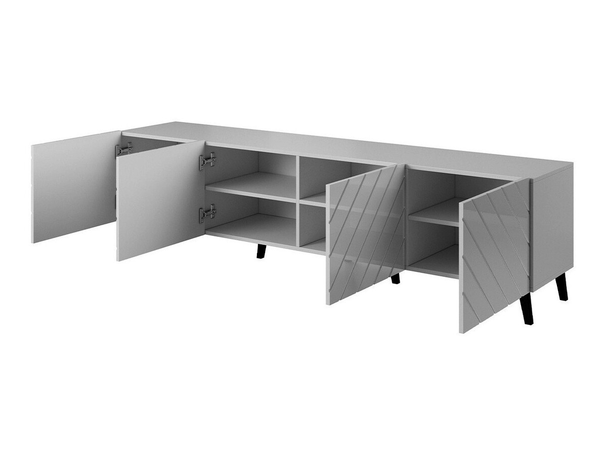 TV-meubel Charlotte 145 (Zwart + Glanzend zwart)