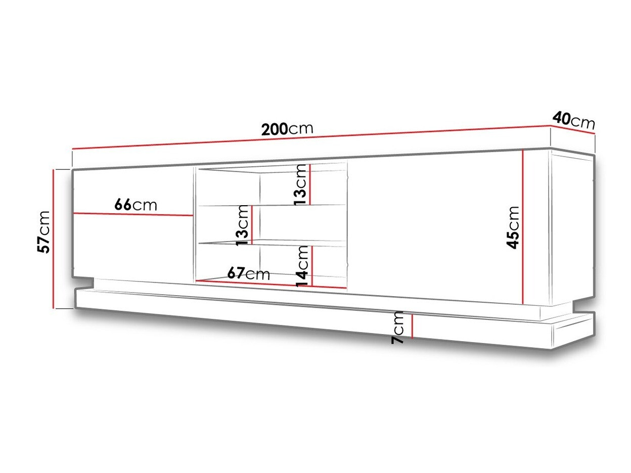 TV-meubel Linar I (Wit + Glanzend wit)