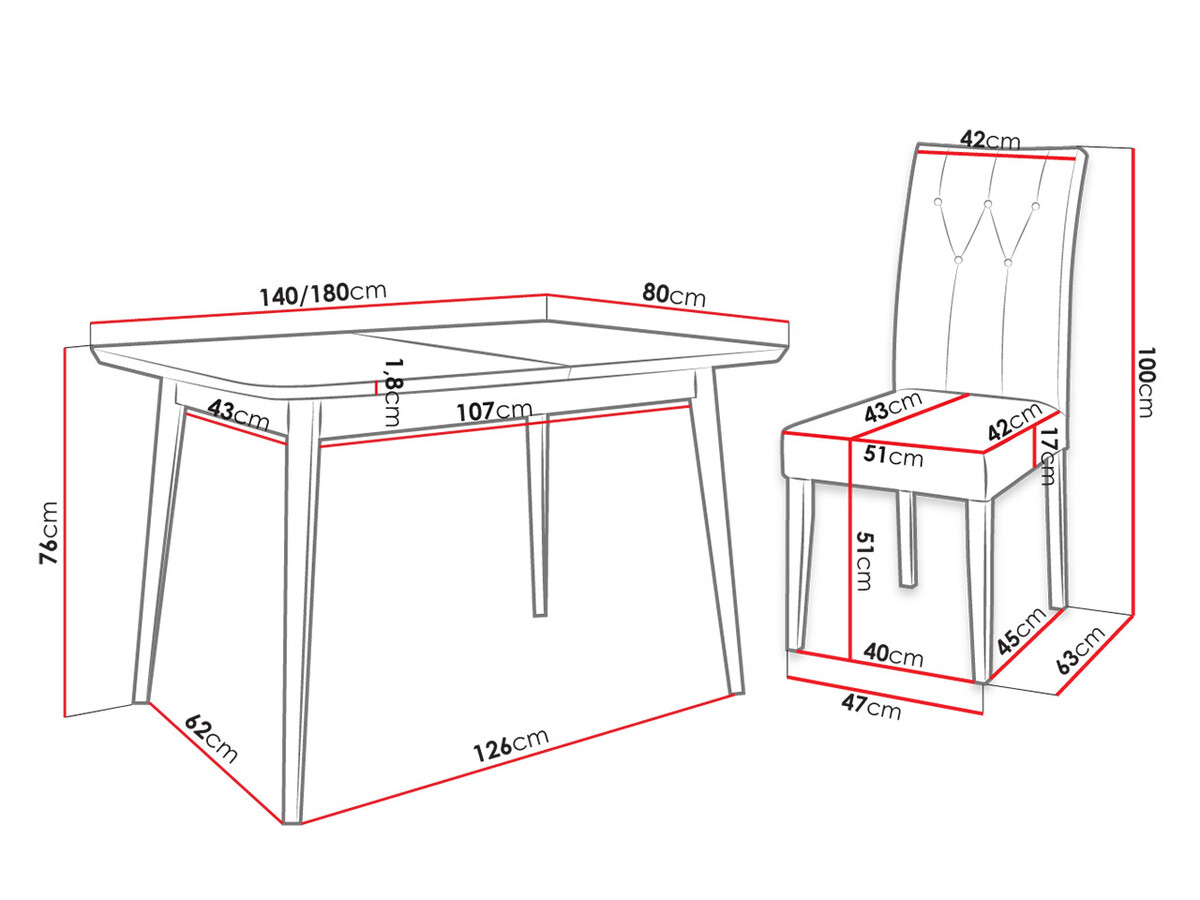 Eetkamerset Racine 144 (Zwart + Magic Velvet 2258)