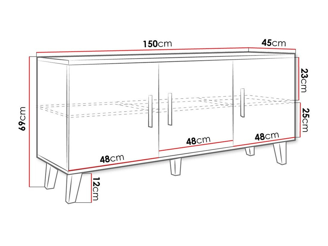 TV-meubel Larfloi 106 (Wotan eik + Zwart)