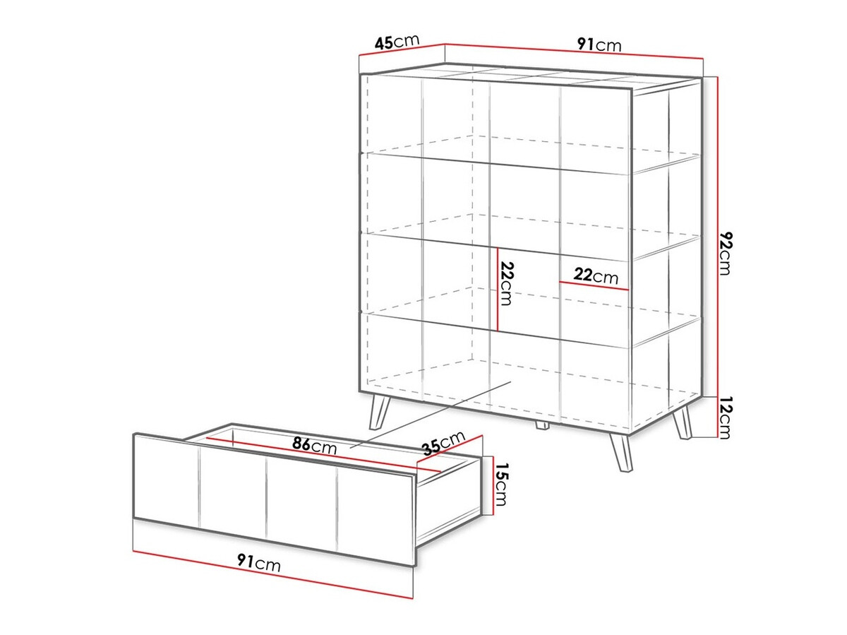 Ladekast Charlotte 133 (Glanzend zwart)