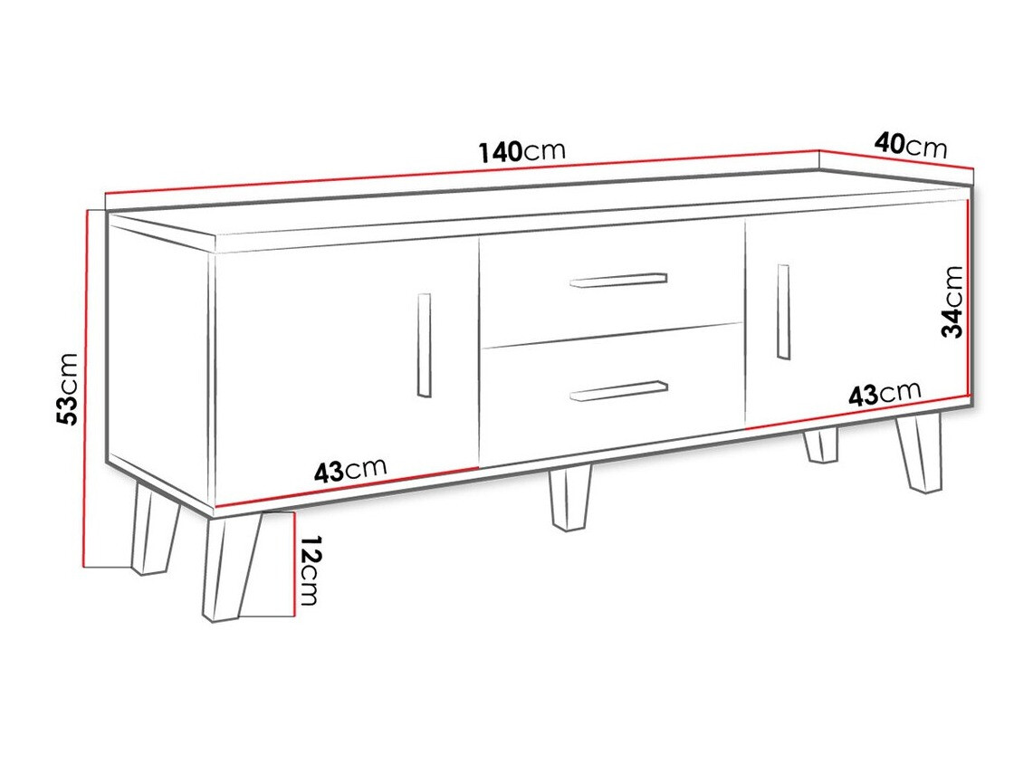 TV-meubel Larfloi 103 (Wotan eik + Zwart)