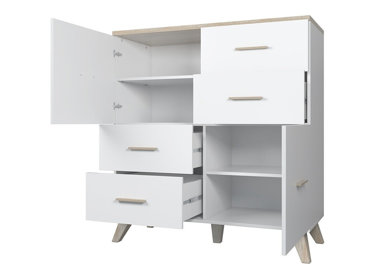 Ladekast Larfloi 104 (Wit + Sonoma eik)