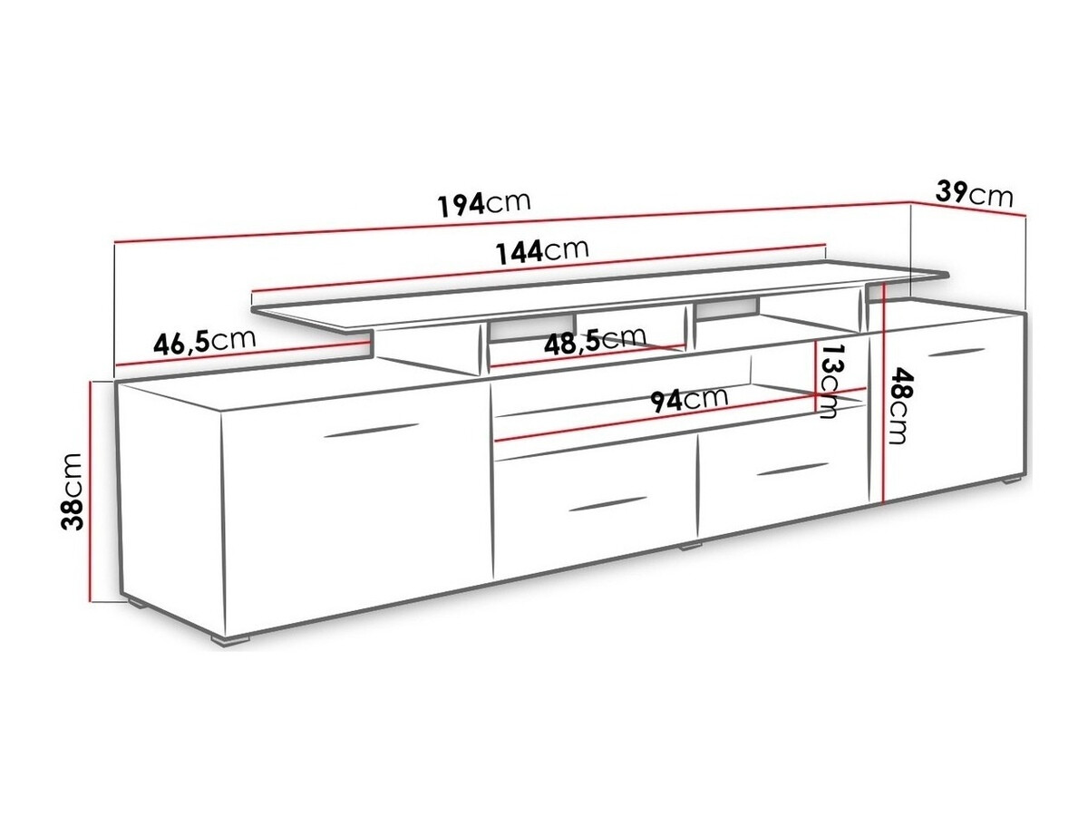 TV-meubel Charlotte 117 (Pruim + Glanzend zwart)