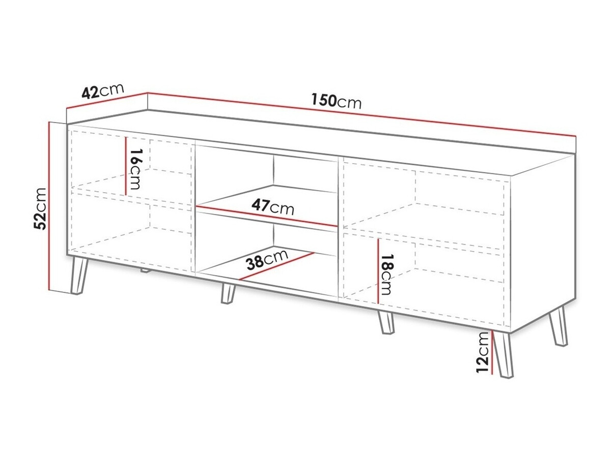 TV-meubel Charlotte 144 (Grafiet + Grafiet glanzend)