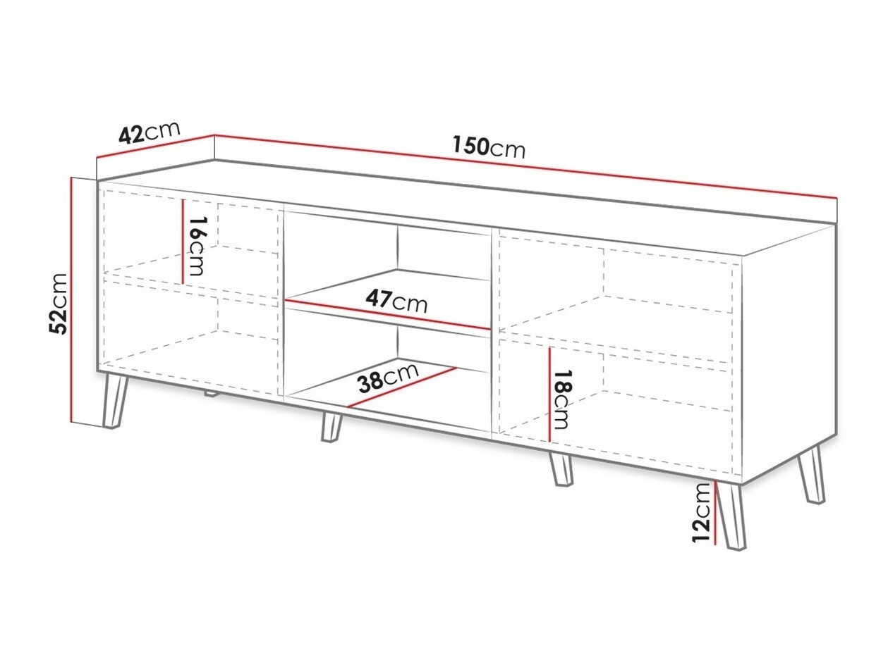 TV-meubel Charlotte 144 (Wit + Glanzend wit)