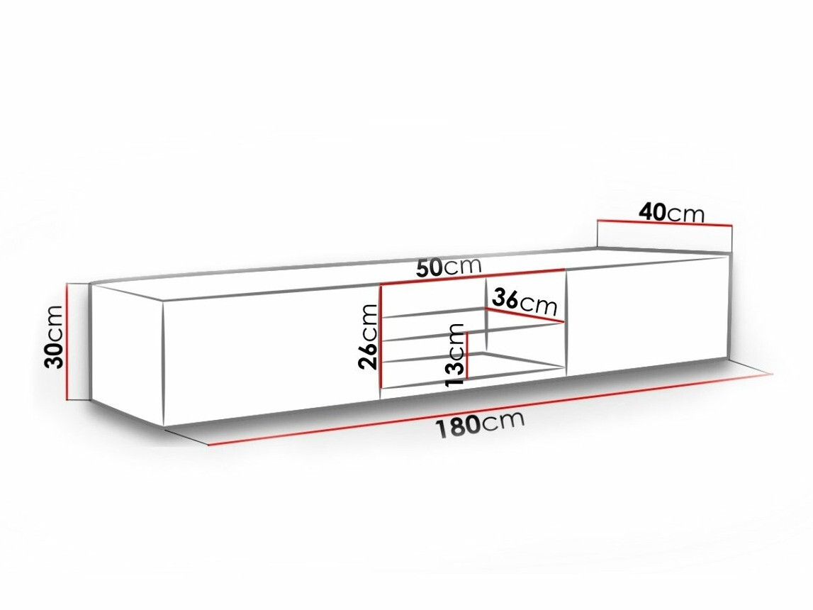 TV-meubel Venenou 124 (Wit + Glanzend wit)