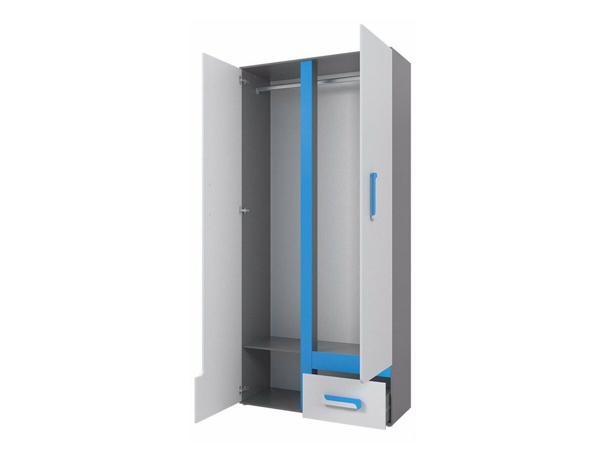 De reeks van de kinderkamer Levtala 116 (Antraciet + Wit + Turquoise)