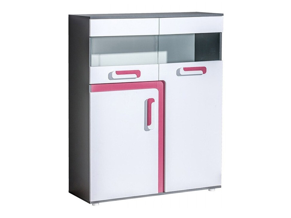 Dressoir Levtala 113 (Antraciet + Wit + Roze)