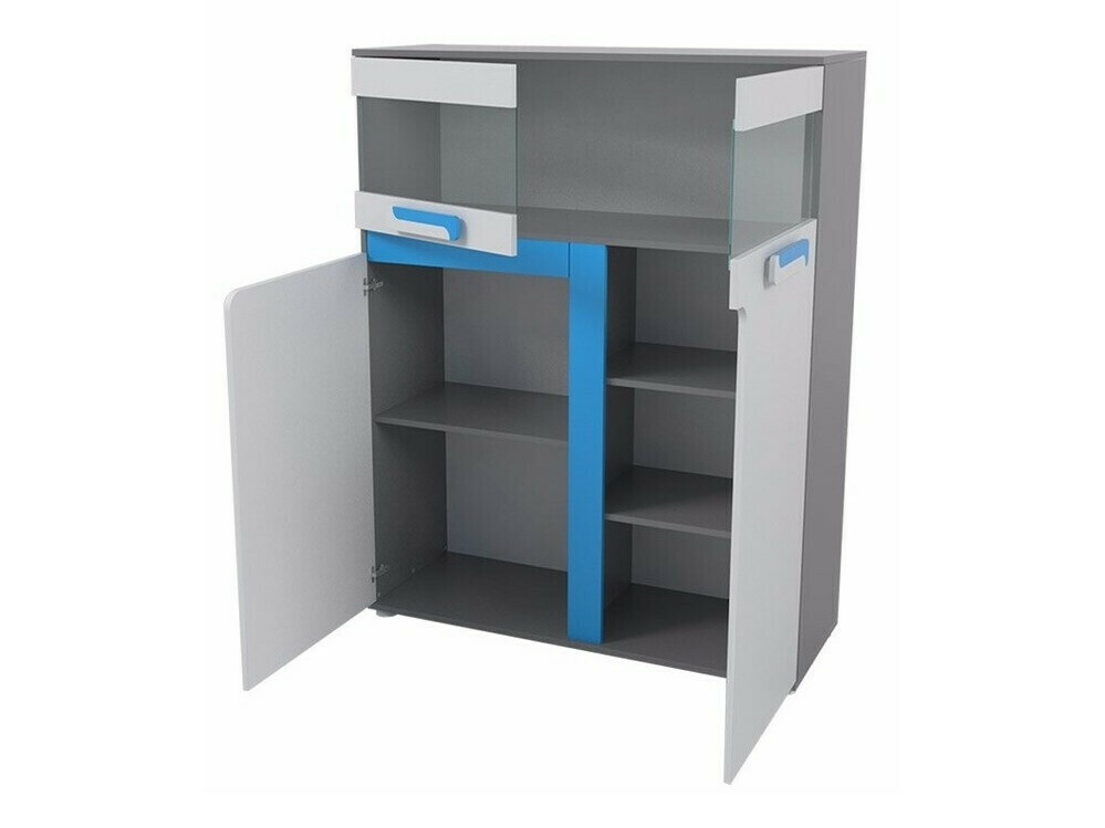 Dressoir Levtala 113 (Antraciet + Wit + Roze)