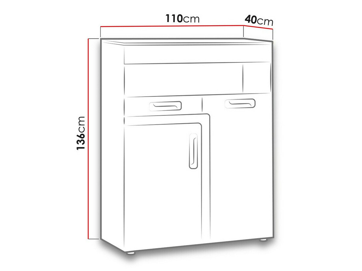 Dressoir Levtala 113 (Antraciet + Wit + Roze)