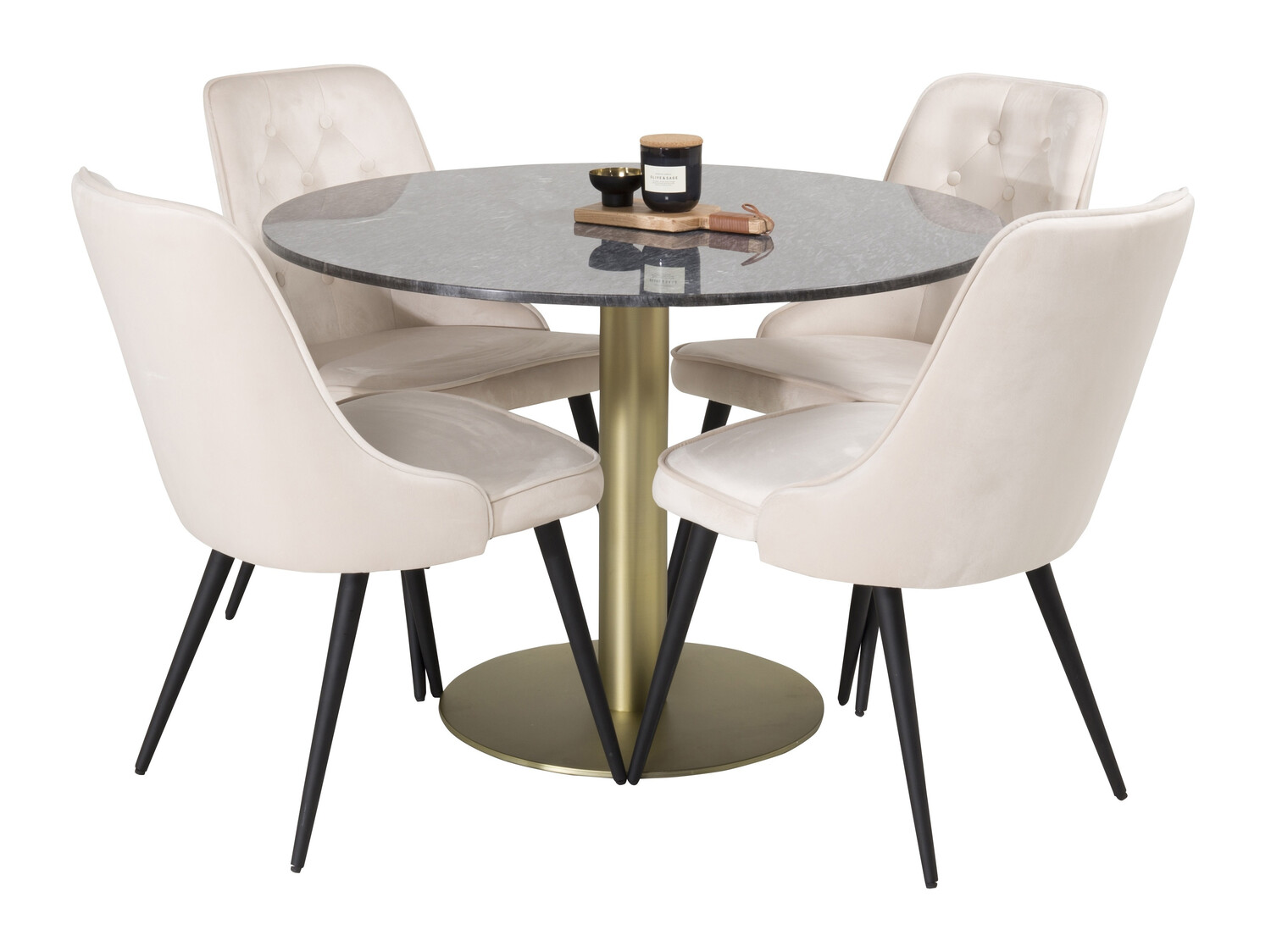 Eetkamerset Dallas 370 (Beige + Zwart)