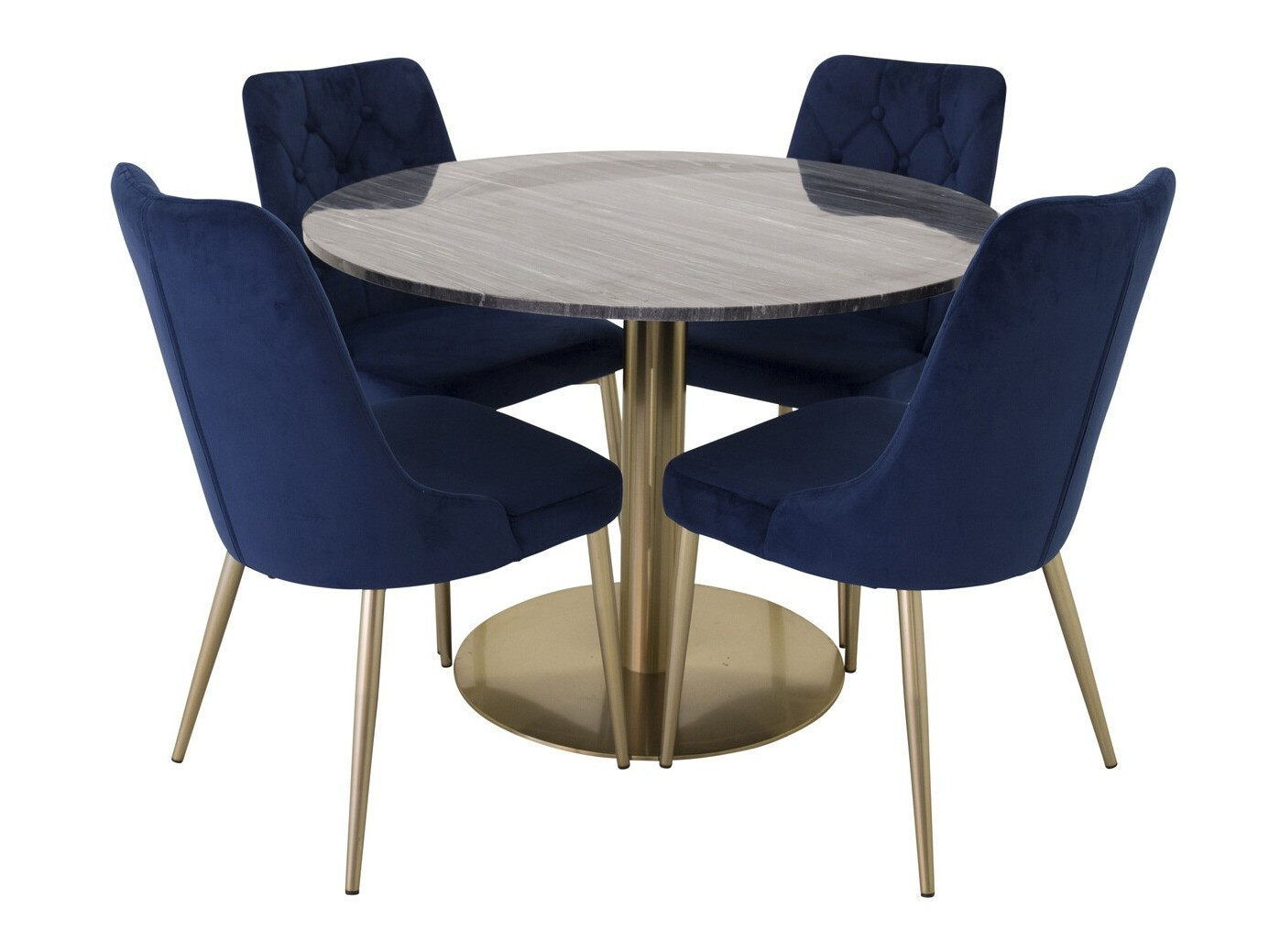 Eetkamerset Dallas 370 (Blauw + Gouden)